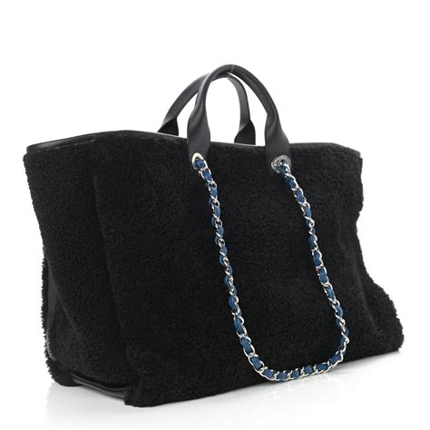 shearling chanel|CHANEL Shearling Large Deauville Tote Black .